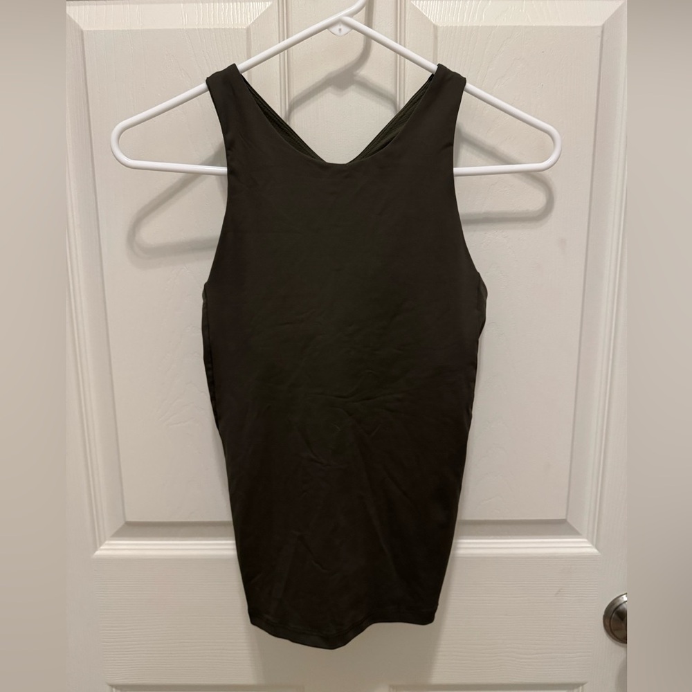 Athleta Small Lightning Support Top in Green Athletic Sports Built In Bra